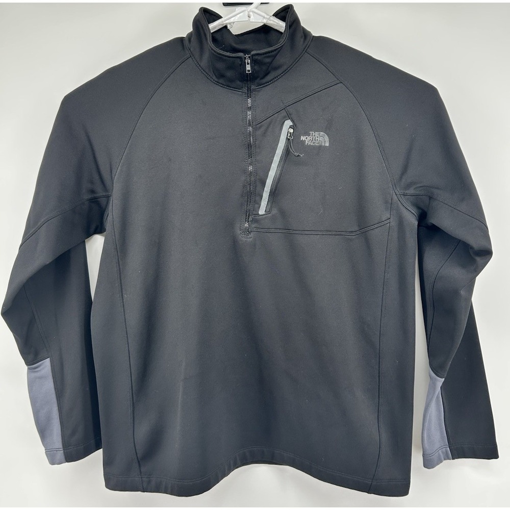 The North Face Quarter Zip Long Sleeve Pullover Jacket Black Men's Size XL‎